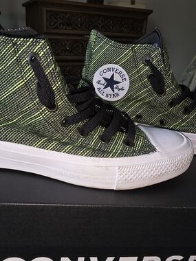 Converse Chuck Taylor All Star II Black Volt Green High Top W7.5